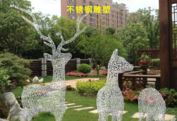 抽象梅花鹿雕塑展品，小區(qū)雕塑，鏤空梅花鹿雕塑制作