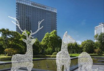 梅花鹿雕塑常用，景觀概念，鏤空梅花鹿雕塑展品
