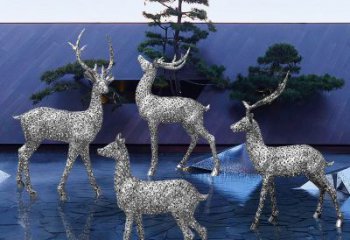 梅花鹿雕塑工廠，城市裝飾，景觀鏤空梅花鹿雕塑供給