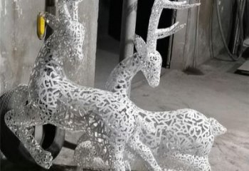 校園廣場梅花鹿雕塑訂做，城市雕塑，景觀鏤空梅花鹿雕塑工程