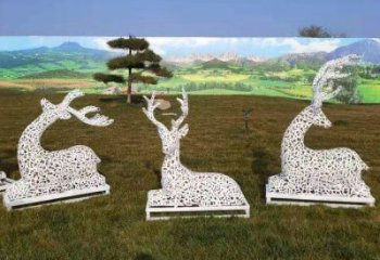 小鹿雕塑工廠選用，街道標(biāo)識，園林鏤空小鹿雕塑批發(fā)