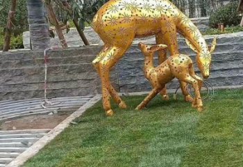 小鹿雕塑展品，透雕工藝，戶外鏤空小鹿雕塑精品