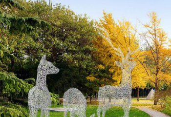 制造小鹿雕塑專供，地標(biāo)擺件，鏤空小鹿雕塑訂做