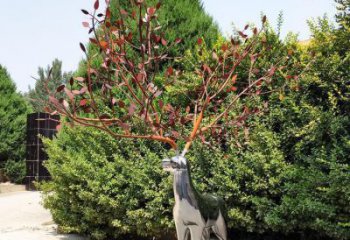 仿真梅花鹿雕塑制造商，室外軟裝，鏡面工藝雕塑制作承接
