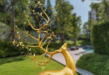金屬梅花鹿雕塑制造，公園雕塑，仿真梅花鹿雕塑展品