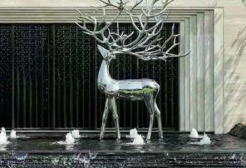 梅花鹿雕塑定制，動物風(fēng)格，鏡面梅花鹿雕塑供給