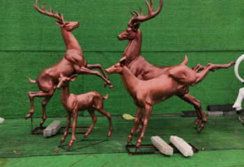 銅梅花鹿雕塑制作，公園小品，梅花鹿銅雕塑優(yōu)選