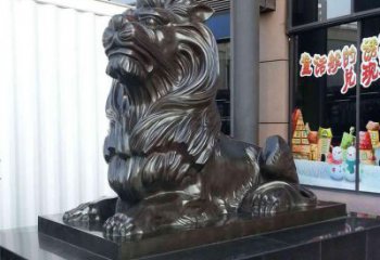 大門(mén)口獅子雕塑，仿銅玻璃鋼獅子雕塑加工制作