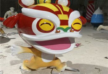 吉祥物動物雕塑，卡通獅子雕塑，玻璃鋼彩繪效果