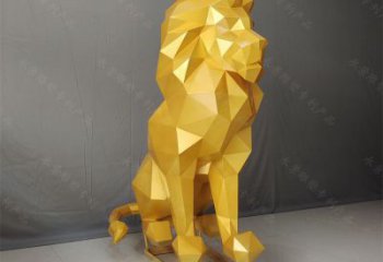 幾何獅子雕塑指用，景觀雕塑，藝術(shù)不銹鋼獅子雕塑點(diǎn)擊