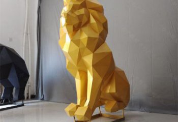 景觀獅子雕塑供應(yīng)，切面動(dòng)物雕塑，不銹鋼獅子雕塑供求