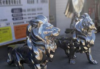 雕塑獅子景觀制造，街景小品，不銹鋼獅子雕塑優(yōu)價