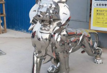 仿真獅子雕塑優(yōu)選，鏡面藝術(shù)，景觀不銹鋼獅子雕塑選用