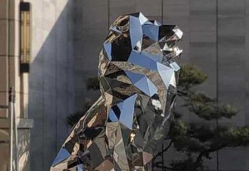 景觀獅子雕塑精選，陸地?cái)[件，公園不銹鋼獅子雕塑精品