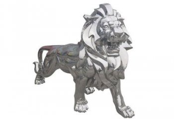鏡面獅子雕塑生產(chǎn)，景區(qū)案例，不銹鋼拋光獅子雕塑優(yōu)選