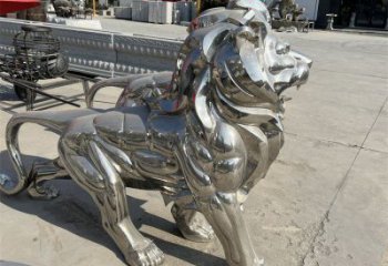 藝術(shù)獅子雕塑觀賞型，街景小品，不銹鋼獅子雕塑常用