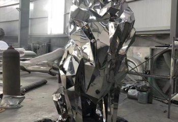 制造獅子雕塑，動(dòng)物擺件，鏡面不銹鋼獅子雕塑精選