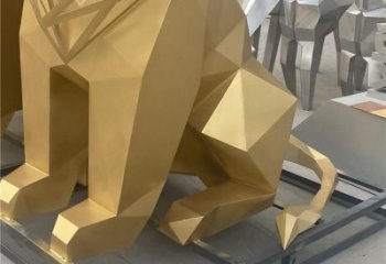 幾何獅子雕塑制造，金屬構(gòu)件，不銹鋼獅子雕塑提供