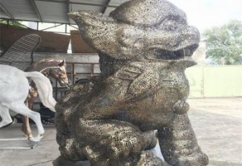 廣場獅子雕塑訂做，鏤空雕塑，不銹鋼透雕獅子雕塑