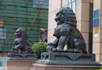 大門口獅子雕塑提供，美陳雕塑，鑄銅蹲獅雕塑承接