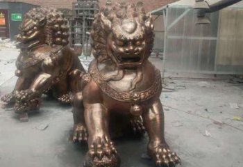 紅銅獅子雕塑制造商，室外軟裝，景觀蹲獅雕塑承接