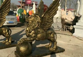 大型獅子雕塑公司，花園小品，飛獅雕塑裝飾提供