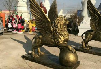 紀念獅子雕塑生產(chǎn)，廣場雕塑，飛獅雕塑展品