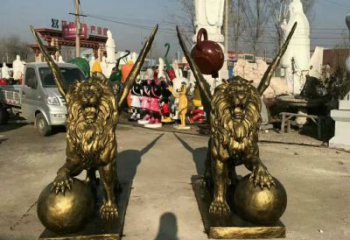 景觀獅子雕塑制造商，動物雕塑，飛獅雕塑供給