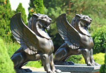 鑄銅獅子雕塑批發(fā)，標(biāo)識雕塑，展示飛獅雕塑優(yōu)選