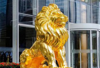 獅子雕塑精選，大門口擺件，戶外鎏金獅子雕塑承接