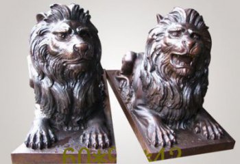 制造獅子雕塑廠家，鑄銅組合，趴獅雕塑工程制作