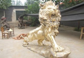 景區(qū)獅子雕塑觀賞型，公園小品，景觀走獅雕塑生產(chǎn)商