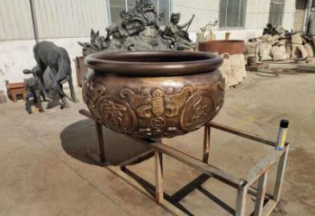雕字吉祥銅缸鑄銅雕塑
