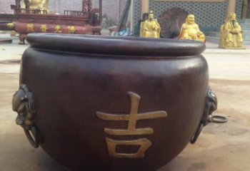 吉字銅缸雕塑-青銅鑄造