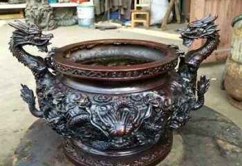 紅銅盤(pán)龍象形爐香爐雕塑