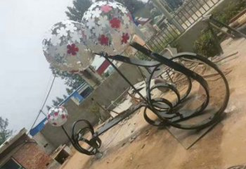 大型蒲公英坐凳雕塑，現(xiàn)代元素設(shè)計(jì)，不銹鋼坐凳雕塑