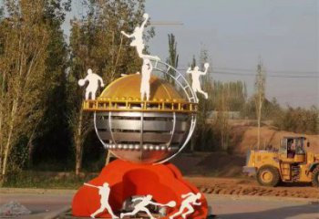 地球儀雕塑廠家，標(biāo)識雕塑，地球儀人物雕塑制作