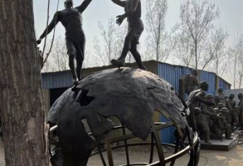 地球儀雕塑精選，景區(qū)雕塑，景觀地球儀人物雕塑提供