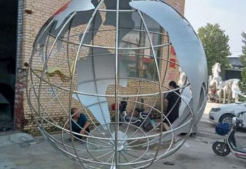 景區(qū)地球儀雕塑，鍍金歐式雕塑，鐵藝材質(zhì)