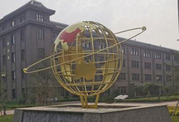 鏤空地球儀雕塑制造商，校園雕塑，烤漆地球儀雕塑廠家