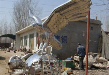 地球儀雕塑通用，城市雕塑，鏡面老鷹踩地球儀雕塑廠家