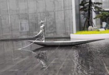 乘船人雕塑預(yù)定，小區(qū)擺件，不銹鋼乘船人雕塑服務(wù)商