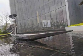 乘船人雕塑展品，標(biāo)識雕塑，景觀不銹鋼乘船人雕塑選用