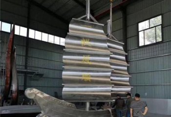 景區(qū)帆船雕塑，鍍金歐式雕塑，鐵藝材質(zhì)