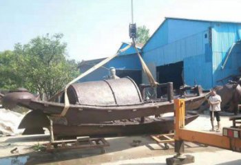 銅船雕塑精選，美陳雕塑，小船銅雕塑廠家供給