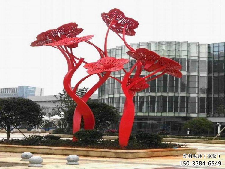 梧桐花雕塑標準，彩鋼制作，不銹鋼梧桐花雕塑優(yōu)價