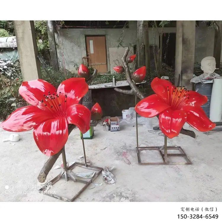梧桐花雕塑優(yōu)選，室外雕塑，彩繪梧桐花雕塑廠家優(yōu)選