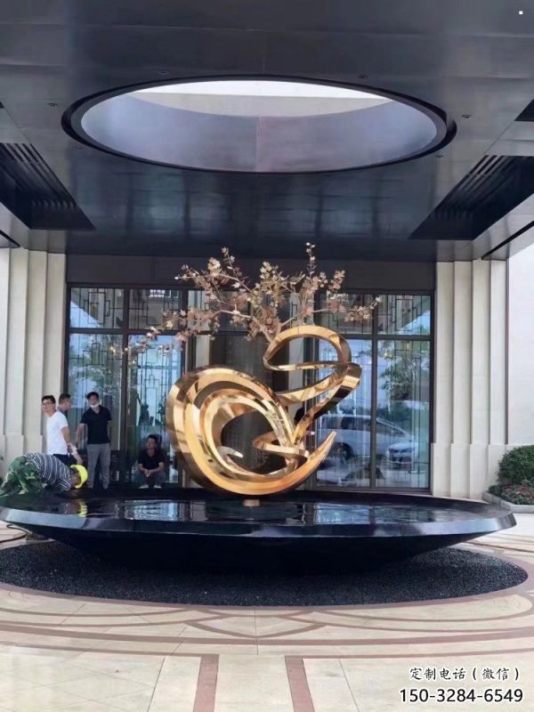 櫻花雕塑精選，室外軟裝，不銹鋼杏花雕塑廠家