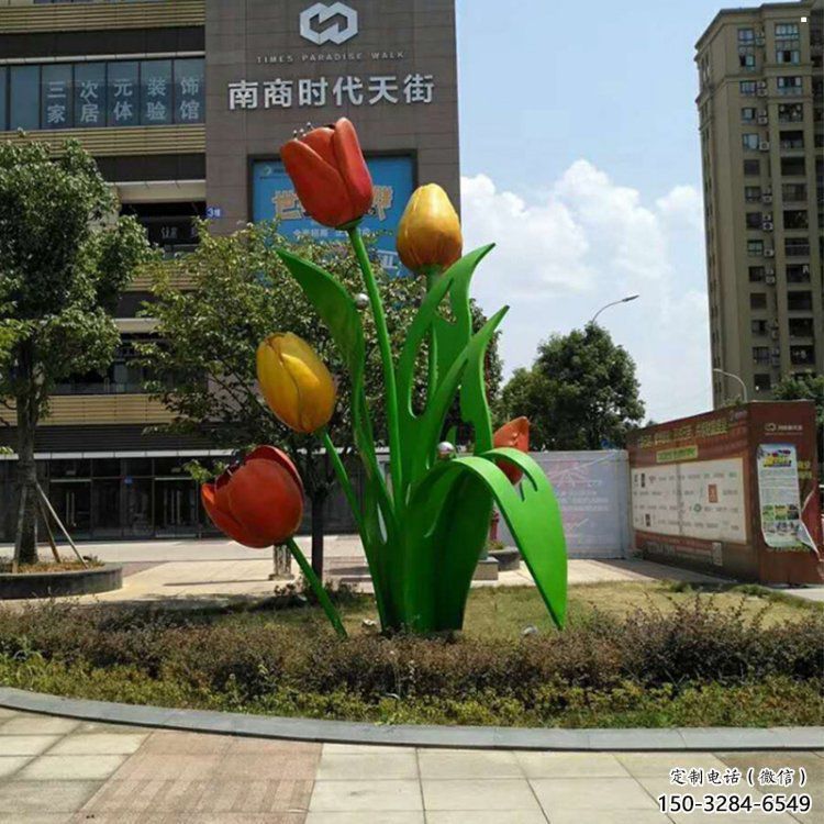 郁金香景觀雕塑精品，小區(qū)雕塑，不銹鋼郁金香雕塑提供