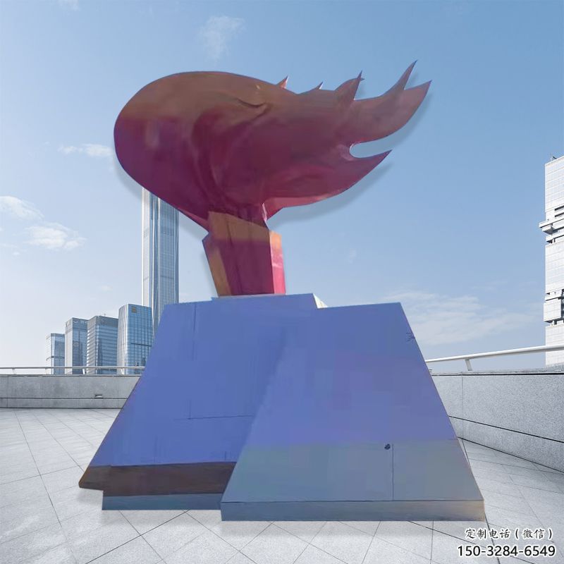 火炬雕塑承接，景區(qū)案例，不銹鋼火炬雕塑定制